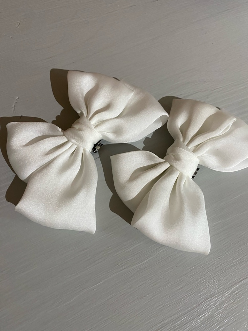 White Satin Bow Shoe Clips